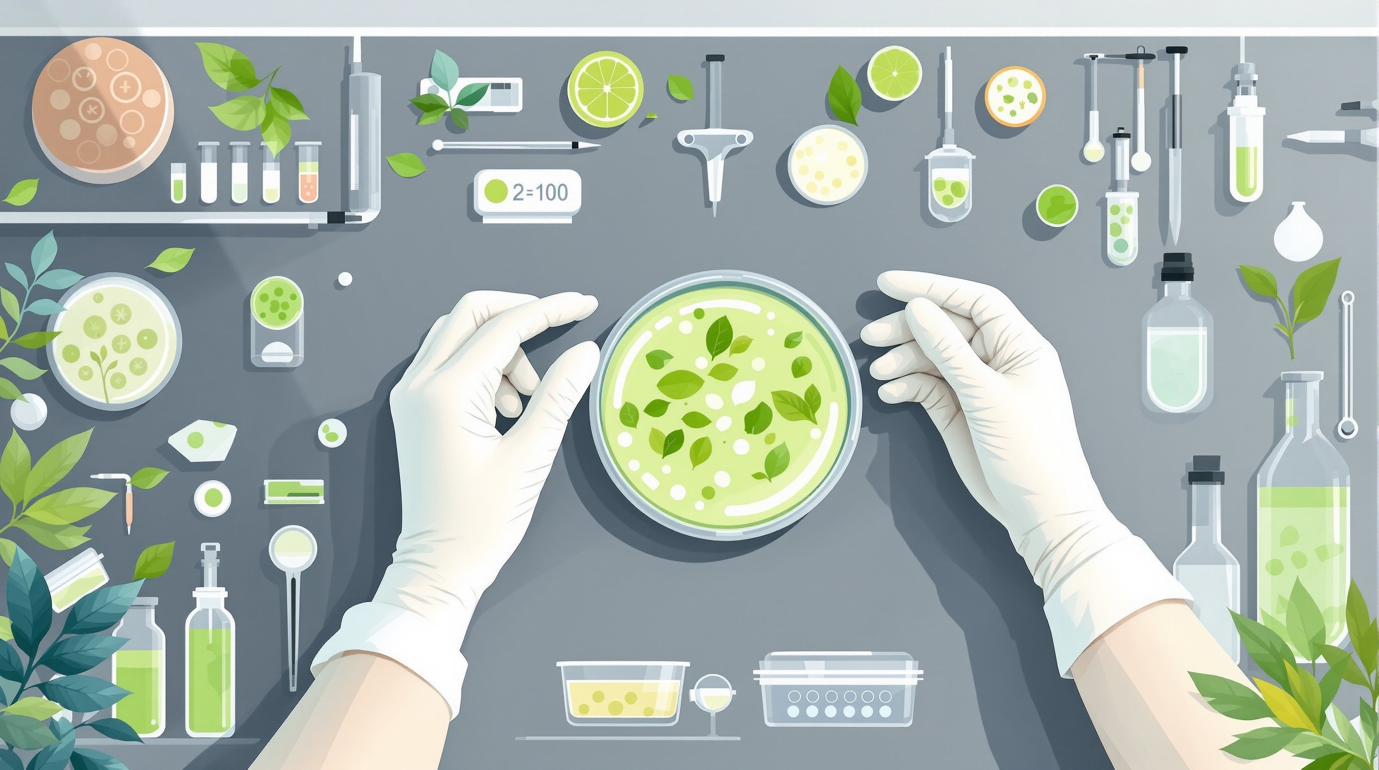 Quality testing process in organic product laboratory